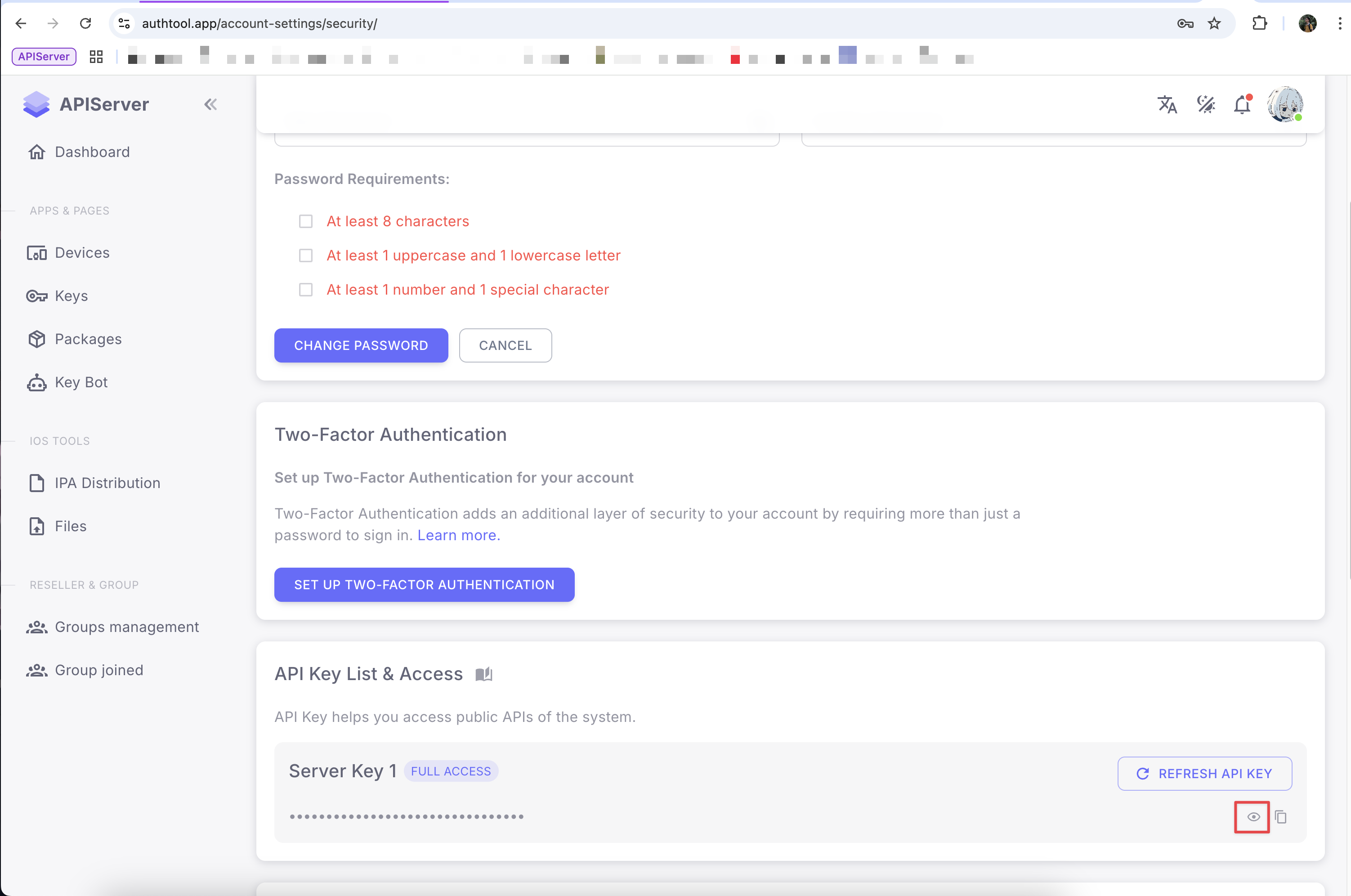 Tìm và copy API Key